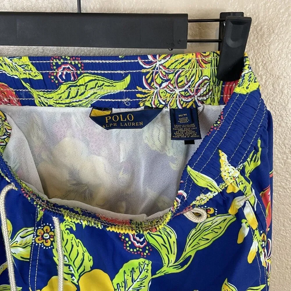 Polo Ralph Lauren Mens Swimwear Trunks Sz M Hawaiian Floral Beach‎ Tropical H3